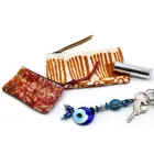 Artistieke handgedrukte handtas, uniek stuk katoen, 2 stuks - Viadurini van Marchi Viadurini