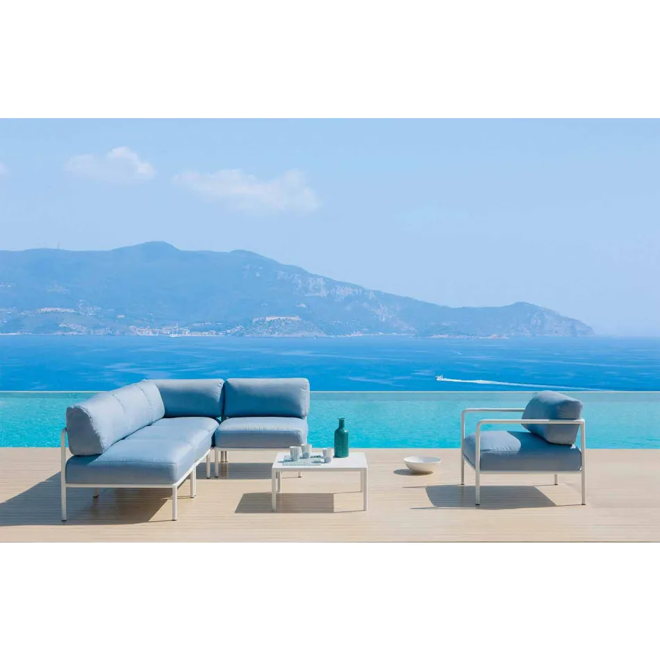 Centrale modulaire fauteuil voor buiten in metaal en stof Made in Italy - Cola Viadurini