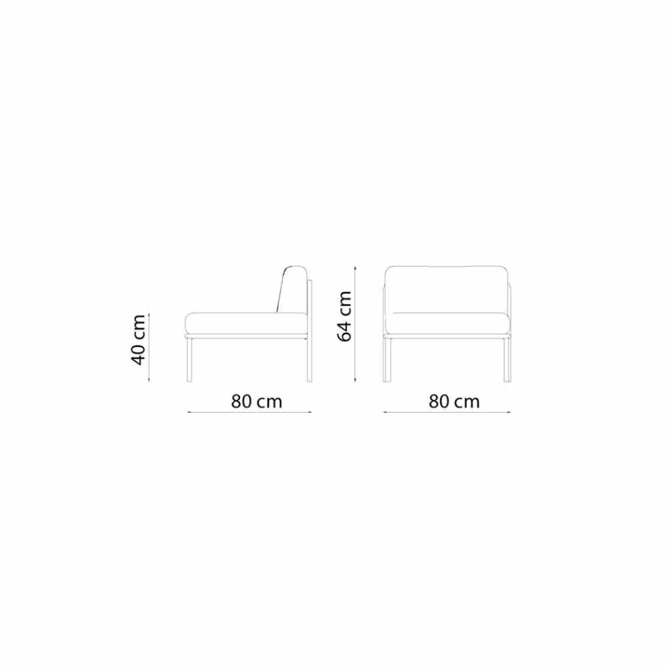 Centrale modulaire fauteuil voor buiten in metaal en stof Made in Italy - Cola Viadurini