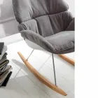 Rocking fauteuil met moderne verwijderbare zachte grijze kussen Acacia Viadurini
