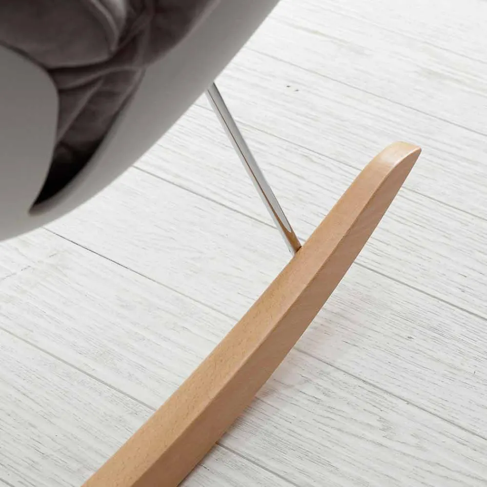 Rocking fauteuil met moderne verwijderbare zachte grijze kussen Acacia Viadurini