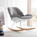 Rocking fauteuil met moderne verwijderbare zachte grijze kussen Acacia