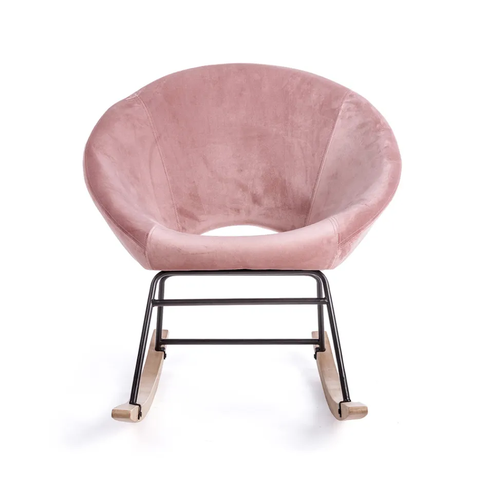 Gestoffeerde schommelfauteuil met fluweeleffect Scandinavisch design - Pippy Viadurini