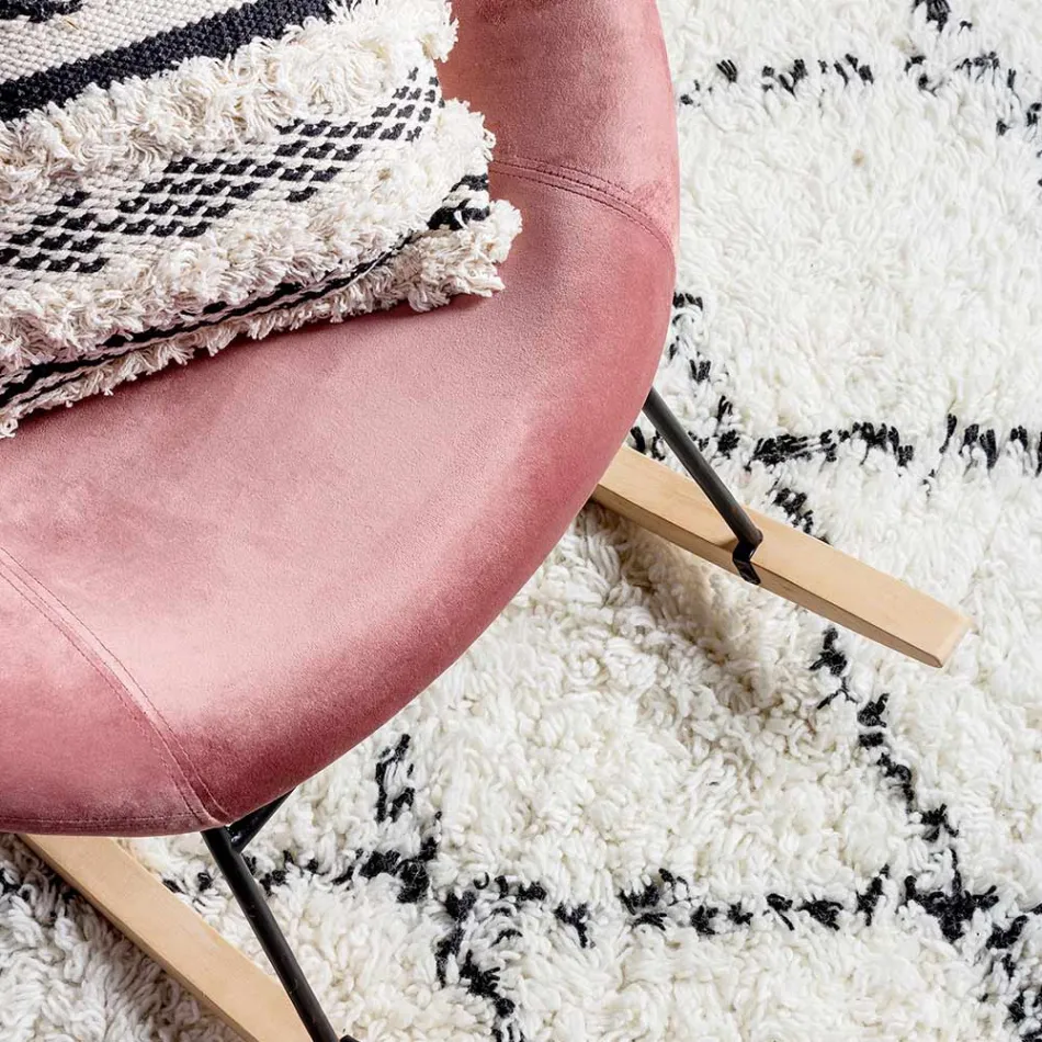 Gestoffeerde schommelfauteuil met fluweeleffect Scandinavisch design - Pippy Viadurini