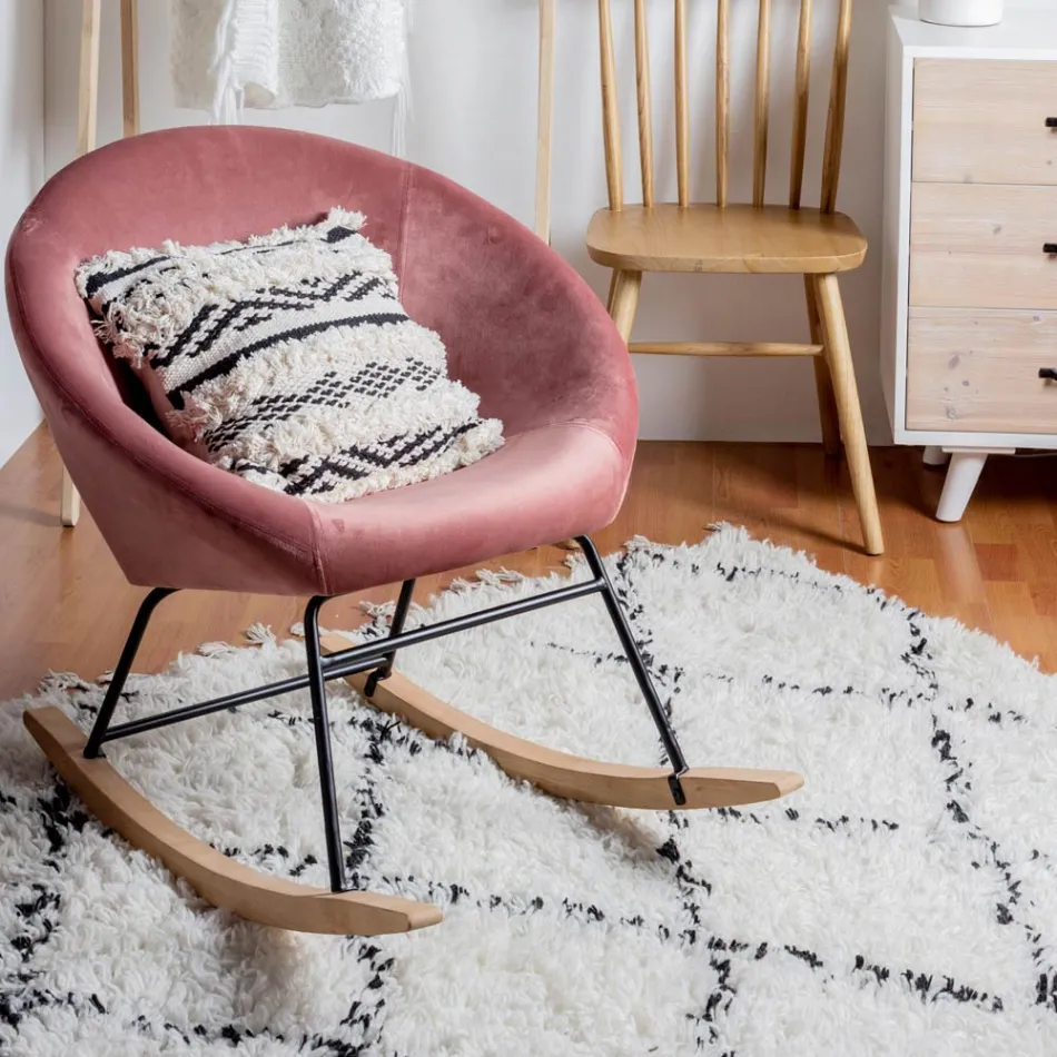 Gestoffeerde schommelfauteuil met fluweeleffect Scandinavisch design - Pippy Viadurini