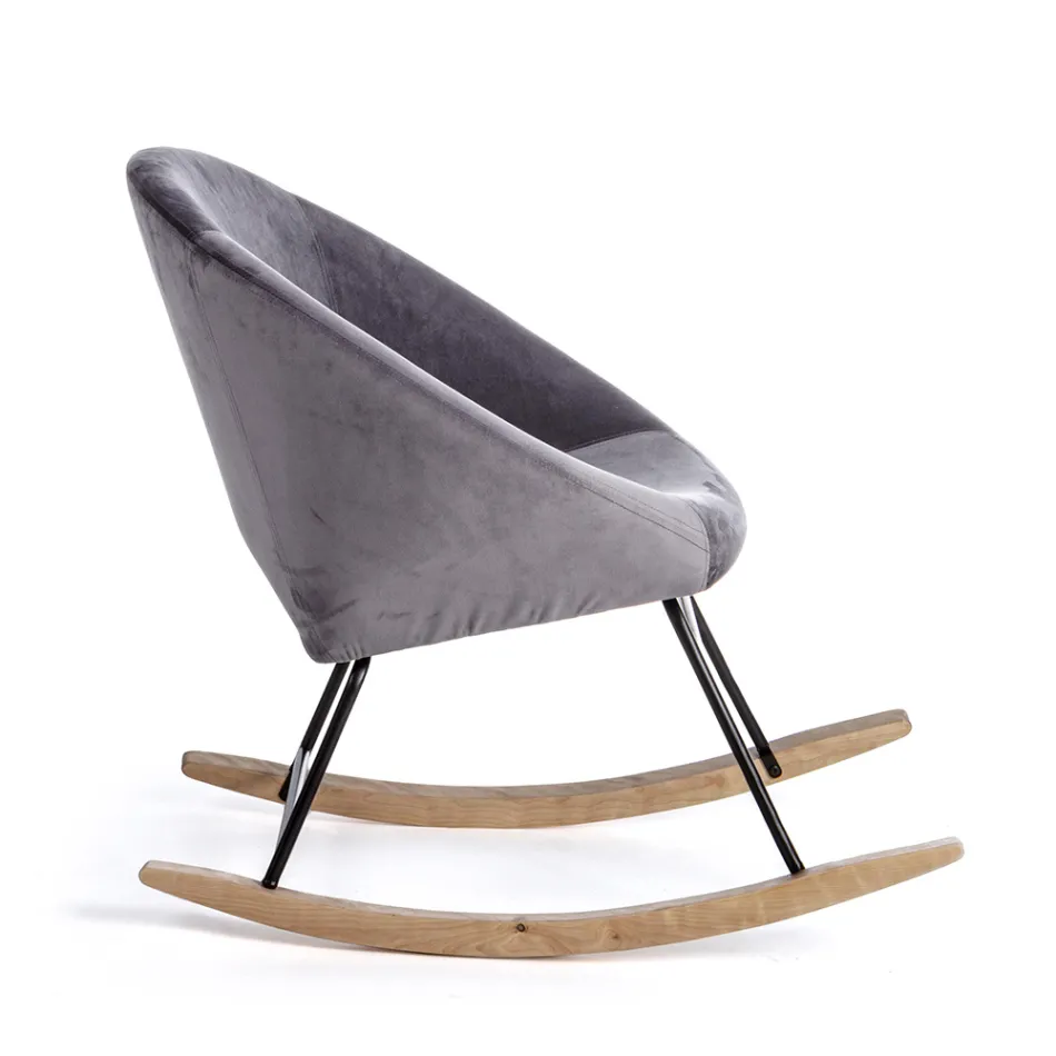 Gestoffeerde schommelfauteuil met fluweeleffect Scandinavisch design - Pippy Viadurini