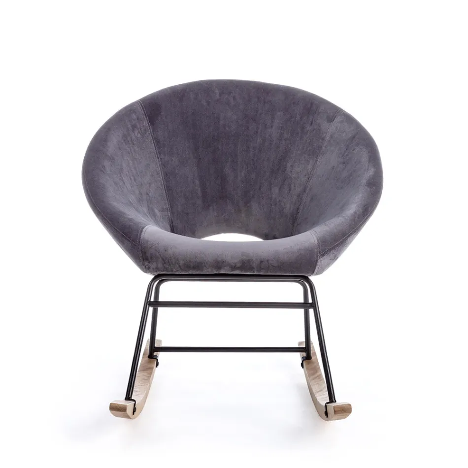 Gestoffeerde schommelfauteuil met fluweeleffect Scandinavisch design - Pippy Viadurini