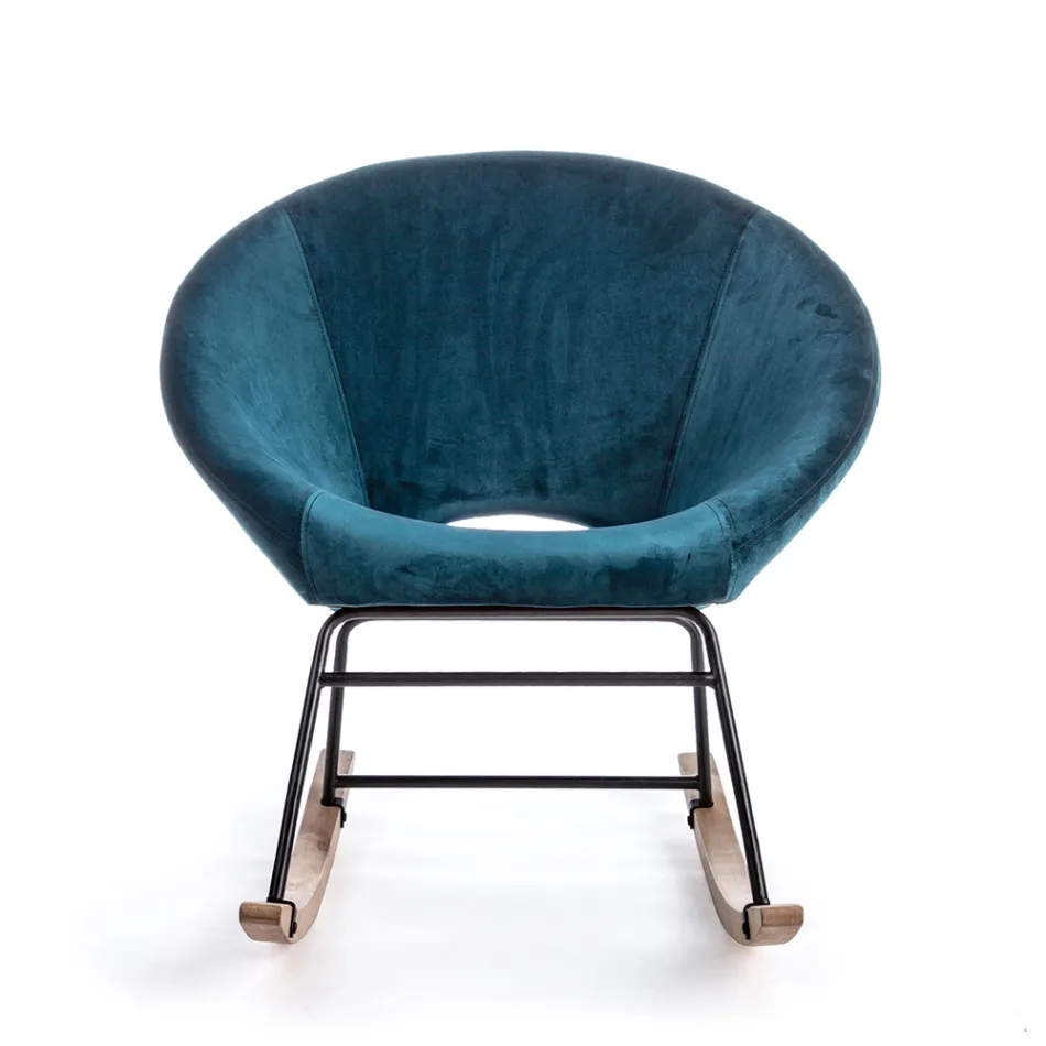 Gestoffeerde schommelfauteuil met fluweeleffect Scandinavisch design - Pippy Viadurini