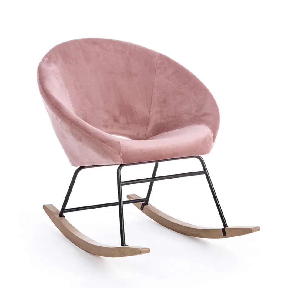 Gestoffeerde schommelfauteuil met fluweeleffect Scandinavisch design - Pippy Viadurini