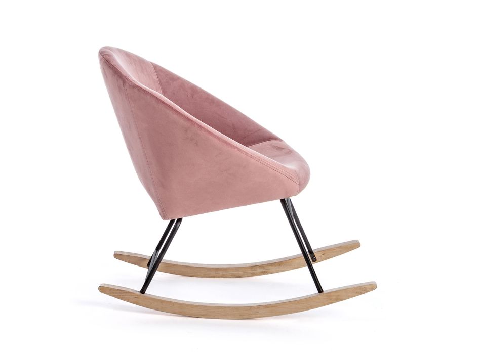 Gestoffeerde schommelfauteuil met fluweeleffect Scandinavisch design - Pippy Viadurini