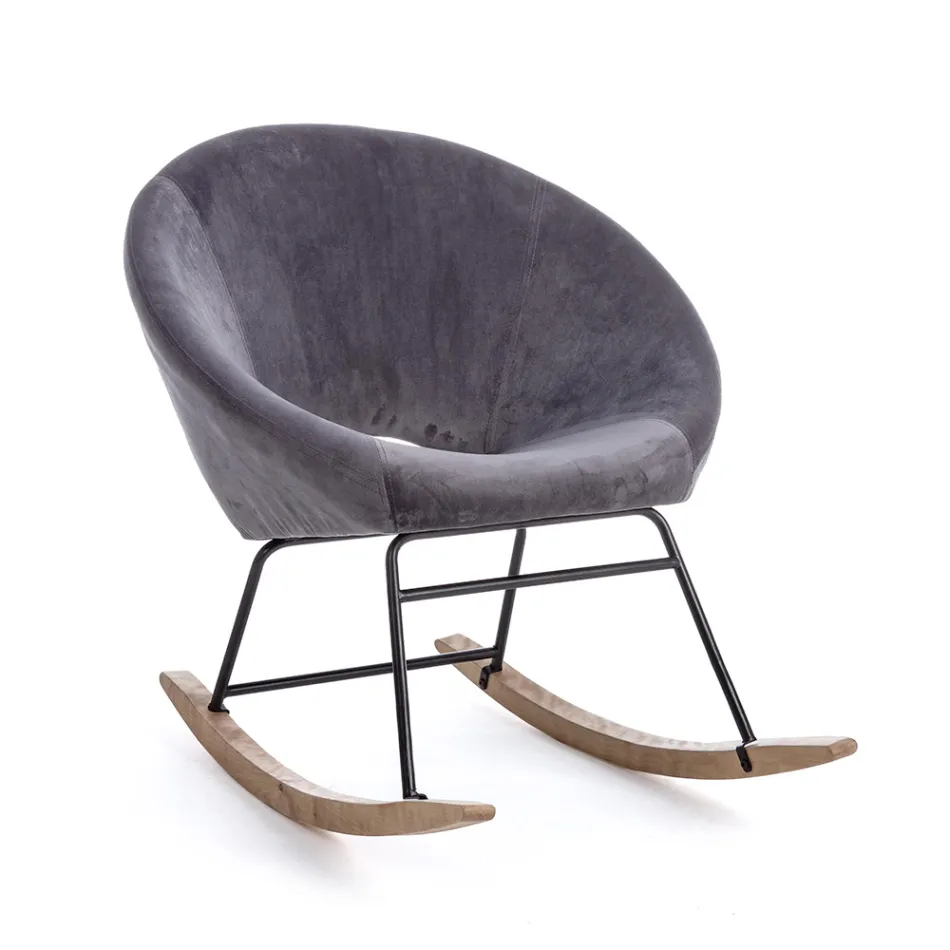 Gestoffeerde schommelfauteuil met fluweeleffect Scandinavisch design - Pippy Viadurini