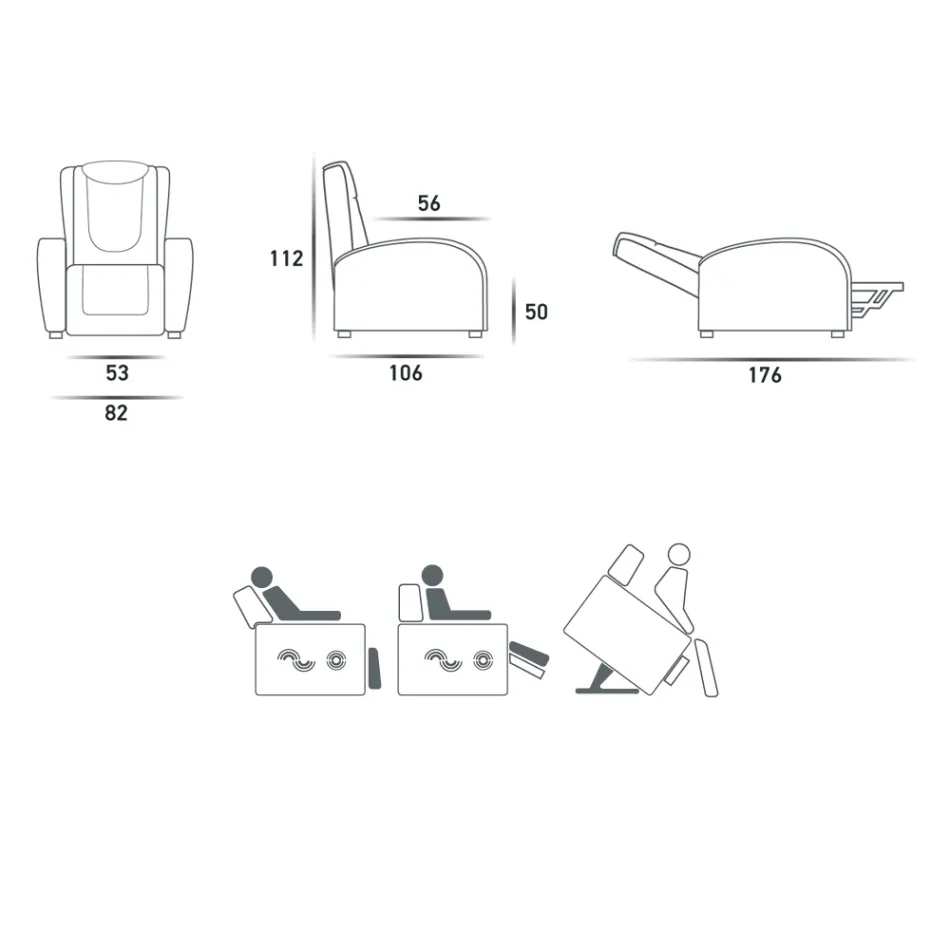 2-motorige liftstoel met shiatsu-massage gemaakt in Bria, Italië Viadurini