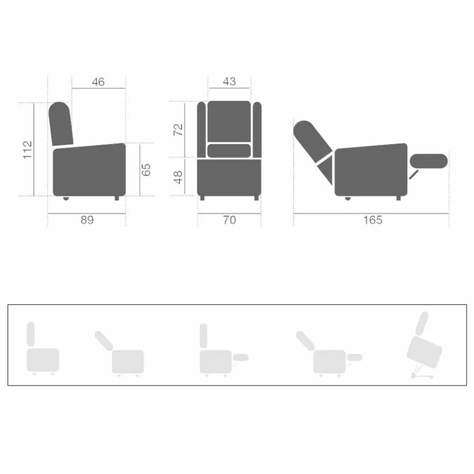 Lift Relax Fauteuil met beweging op wielen met 2 motoren - Juliette Viadurini