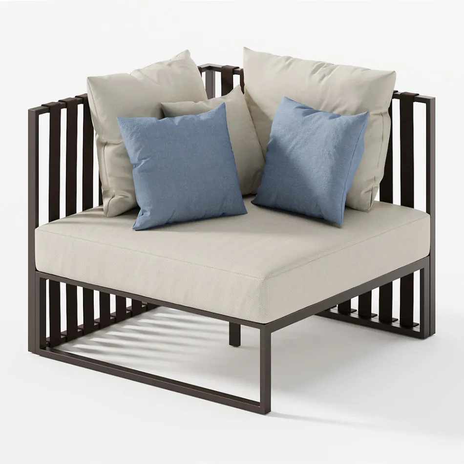 Rechte hoekfauteuil in aluminium en riemen Made in Italy - Juliediv Viadurini