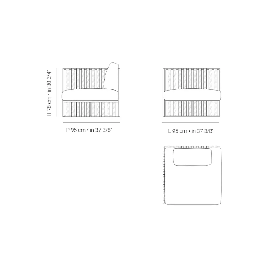 Rechte hoekfauteuil in aluminium en riemen Made in Italy - Juliediv Viadurini
