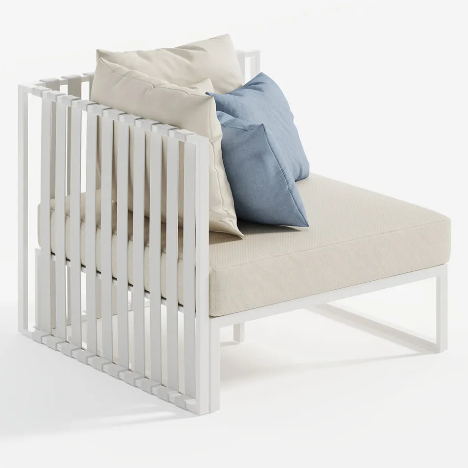 Linker hoekfauteuil in aluminium en riemen Made in Italy - Juliediv Viadurini