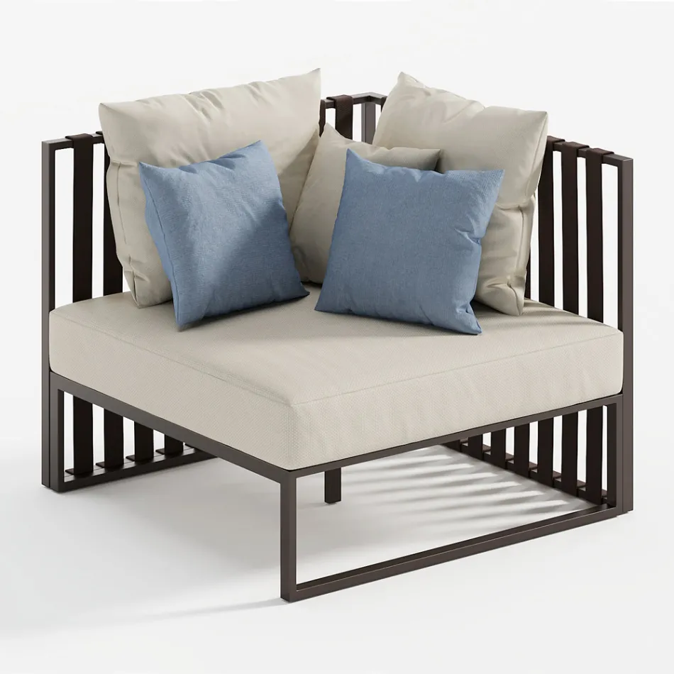 Linker hoekfauteuil in aluminium en riemen Made in Italy - Juliediv Viadurini