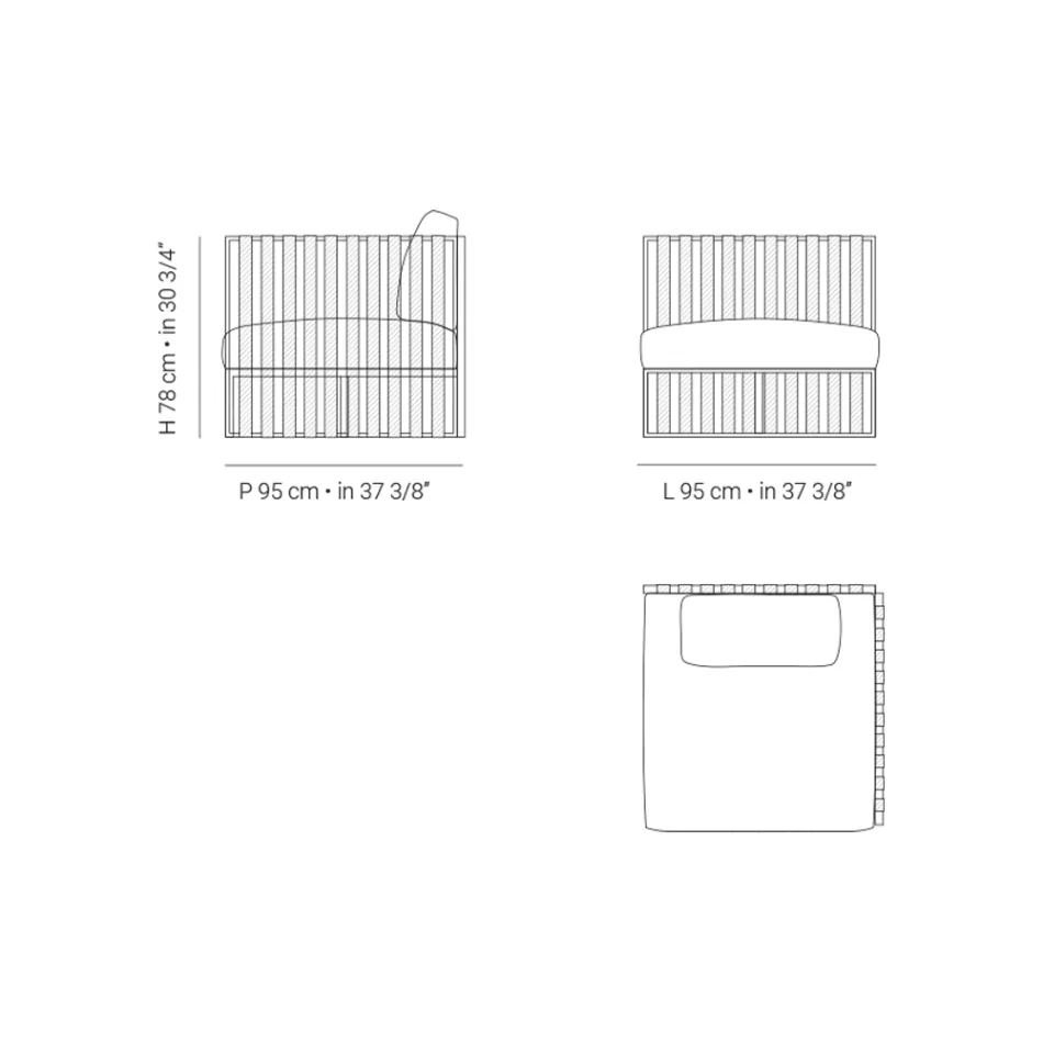 Linker hoekfauteuil in aluminium en riemen Made in Italy - Juliediv Viadurini