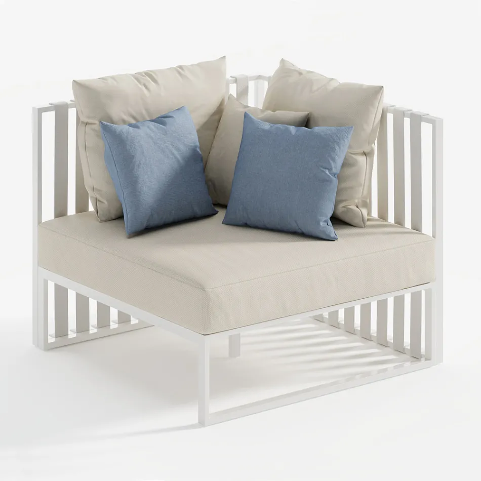 Linker hoekfauteuil in aluminium en riemen Made in Italy - Juliediv Viadurini