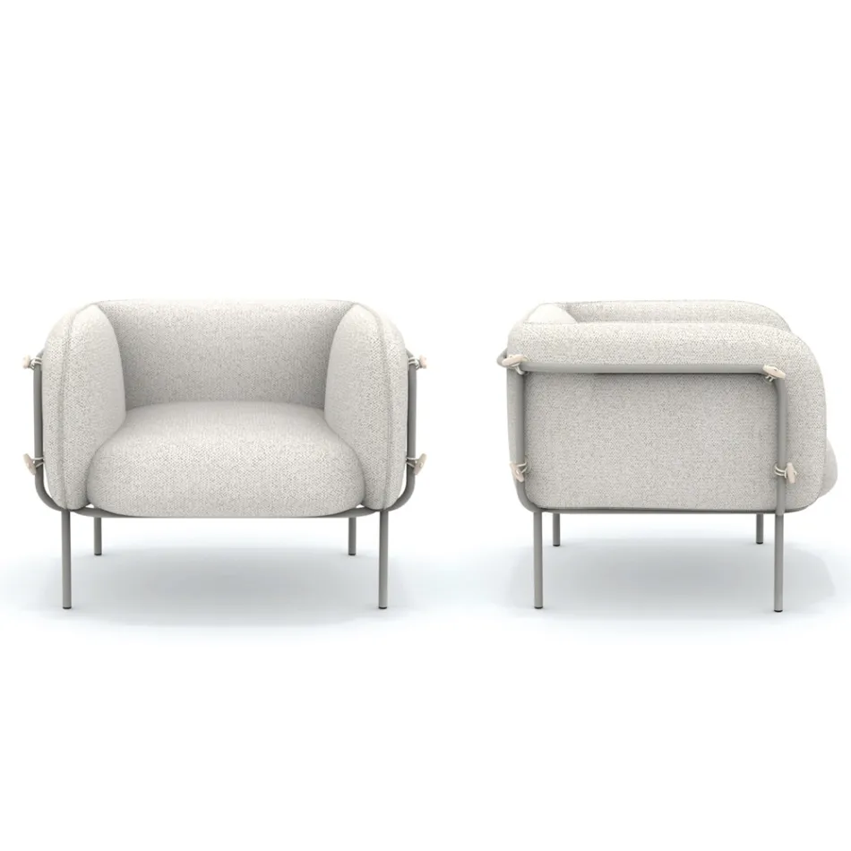 Lage buitenfauteuil met gewatteerde zitting Made in Italy - plantenbak Viadurini