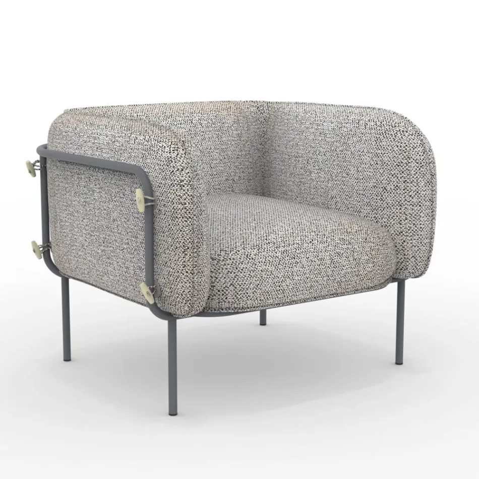 Lage buitenfauteuil met gewatteerde zitting Made in Italy - plantenbak Viadurini