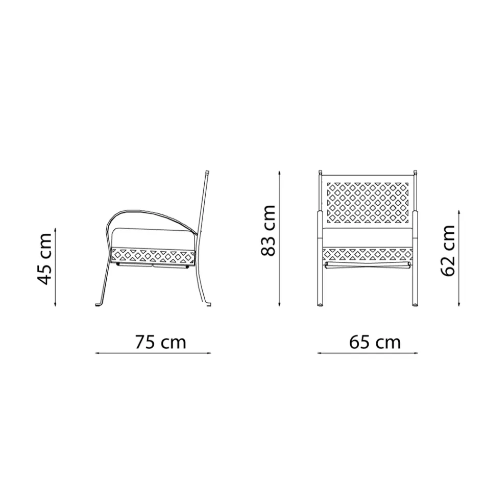 Lage tuinfauteuil van gegalvaniseerd staal met armleuningen Made in Italy - Selvaggia Viadurini