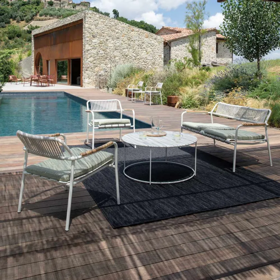 Lage aluminium tuinstoel met touwrugleuning - Resplendent Viadurini