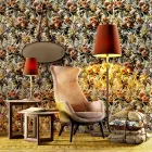 Bergére fauteuil in Grilli Wilde-designstof gemaakt in Italië Viadurini