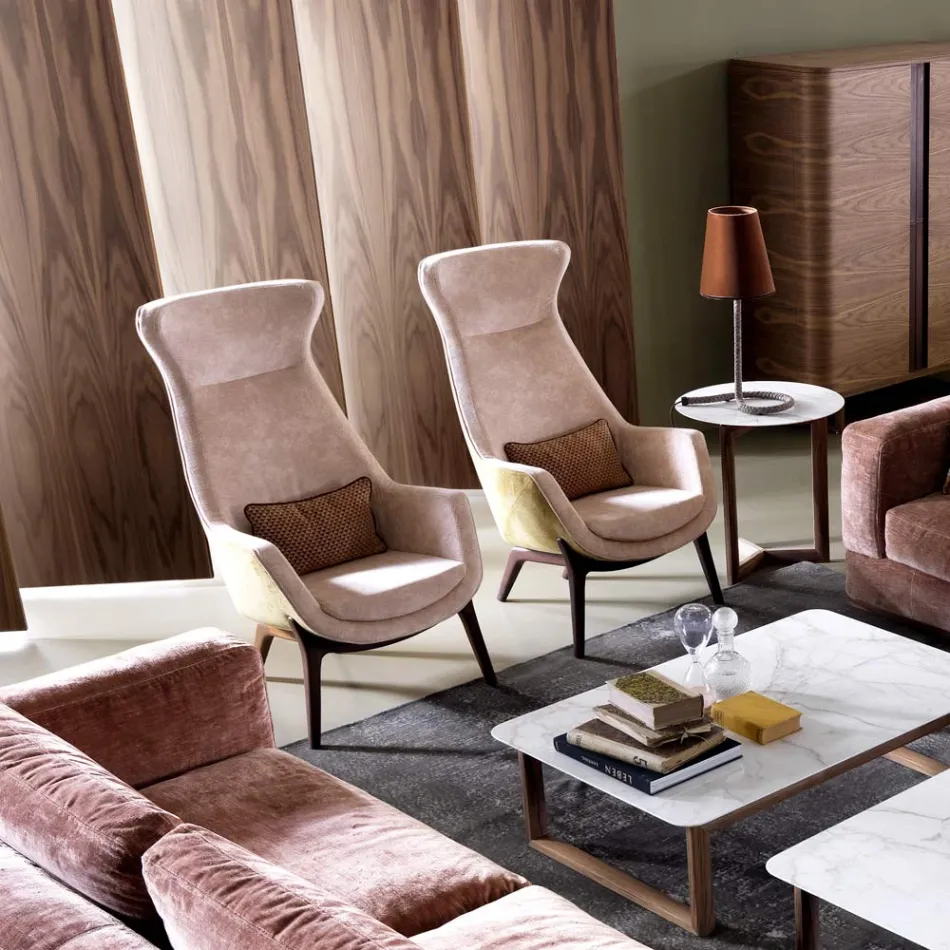 Bergére fauteuil in Grilli Wilde-designstof gemaakt in Italië Viadurini