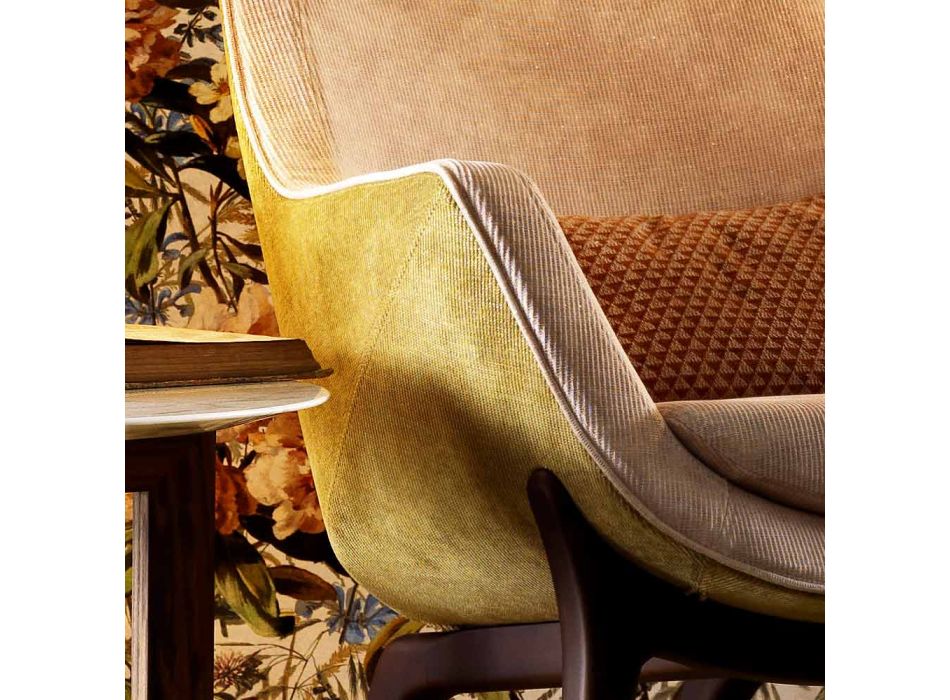 Bergére fauteuil in Grilli Wilde-designstof gemaakt in Italië
