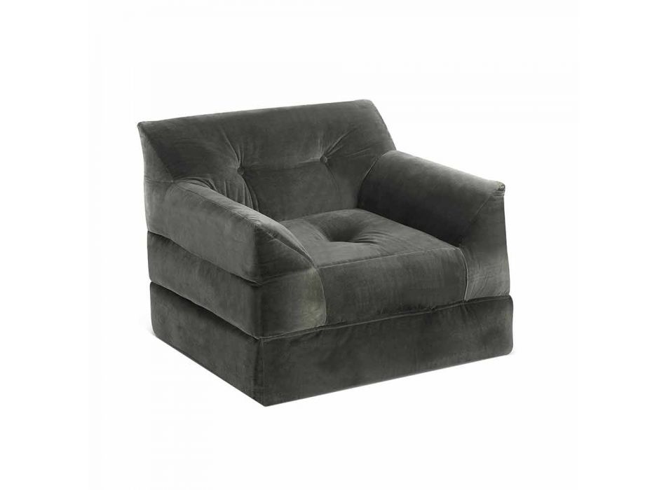 Moderne fauteuil in grijs fluweel - Germana Viadurini