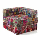 Chaise Longue fauteuil van etnisch ontwerp in patchwork katoen, voor woonkamer - vezel Viadurini