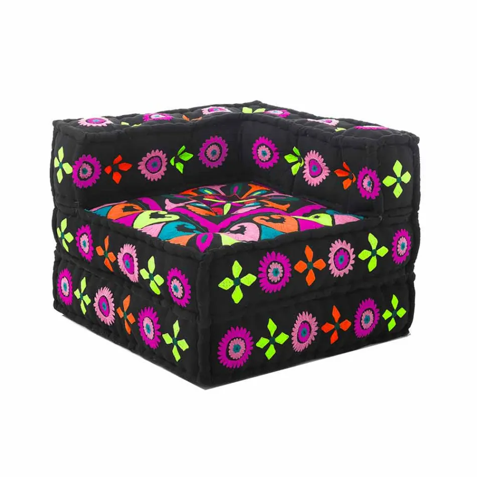 Chaise Longue fauteuil van etnisch ontwerp in patchwork katoen, voor woonkamer - vezel Viadurini