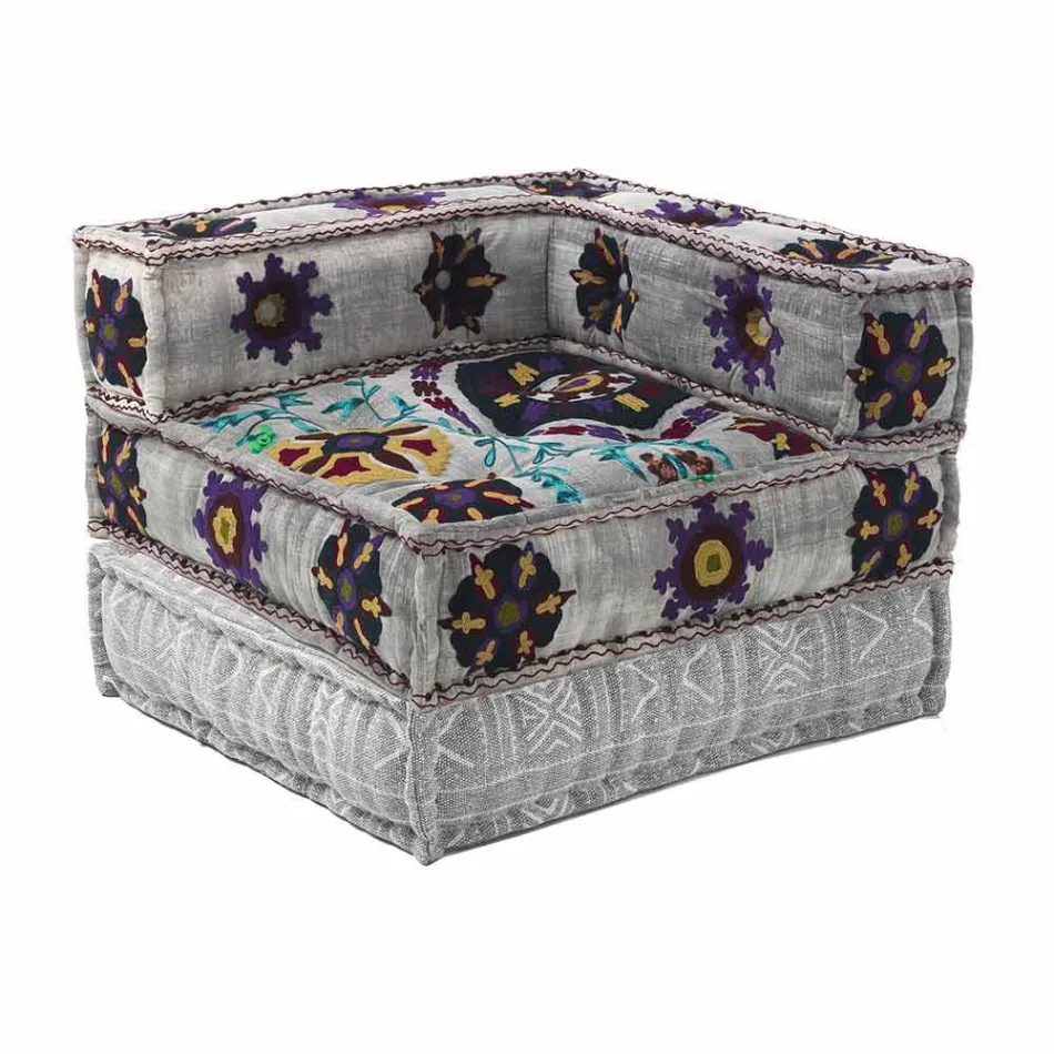 Chaise Longue fauteuil van etnisch ontwerp in patchwork katoen, voor woonkamer - vezel Viadurini