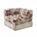 Chaise Longue fauteuil van etnisch ontwerp in patchwork katoen, voor woonkamer - vezel