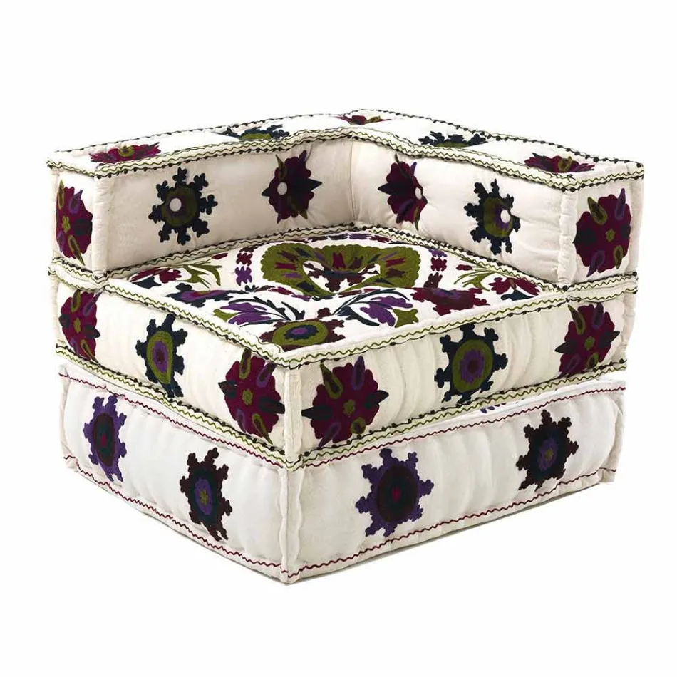 Chaise Longue fauteuil van etnisch ontwerp in patchwork katoen, voor woonkamer - vezel Viadurini