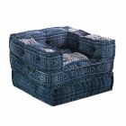 Chaise Longue-fauteuil met etnisch design in grijs of blauw fluweel - vezel Viadurini
