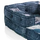 Chaise Longue fauteuil in etnisch design, grijs of blauw fluweel - Vezel Viadurini