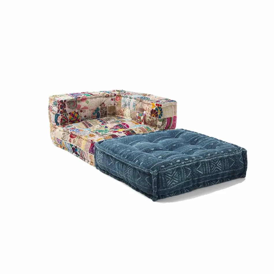 Chaise Longue fauteuil in patchwork katoen voor etnische designlounge - vezel Viadurini