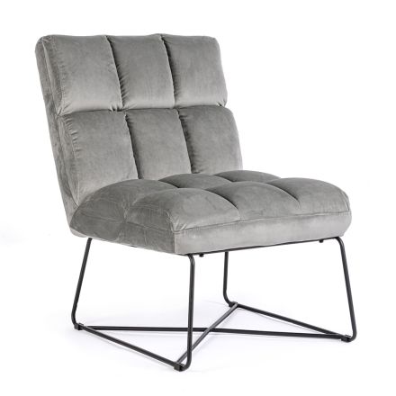 Klassieke fauteuil in staal en gestoffeerde zitting in 2 kleuren fluweel - Guire Viadurini