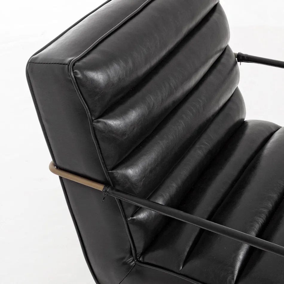 Klassieke fauteuil in staal en kunstleer bruin of zwart design - Kendy Viadurini