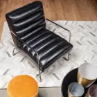 Klassieke fauteuil in staal en kunstleer bruin of zwart design - Kendy Viadurini