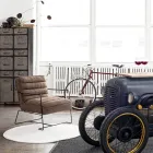 Klassieke fauteuil in staal en kunstleer bruin of zwart design - Kendy Viadurini