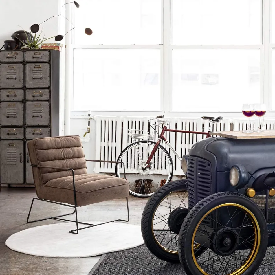 Klassieke fauteuil in staal en kunstleer bruin of zwart design - Kendy Viadurini