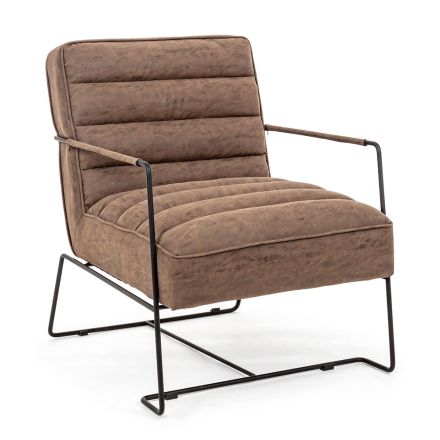 Klassieke fauteuil in staal en kunstleer bruin of zwart design - Kendy Viadurini