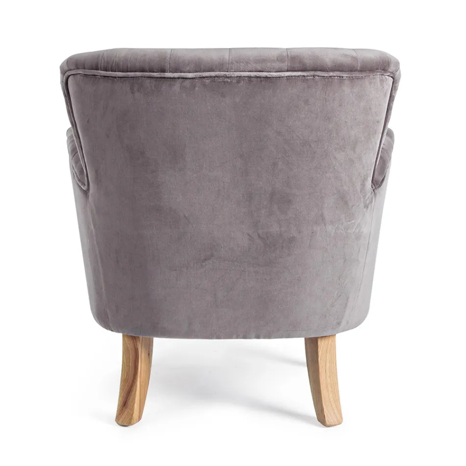 Klassieke fauteuil van hout en gewatteerde zitting van gewatteerd katoen - Monny Viadurini