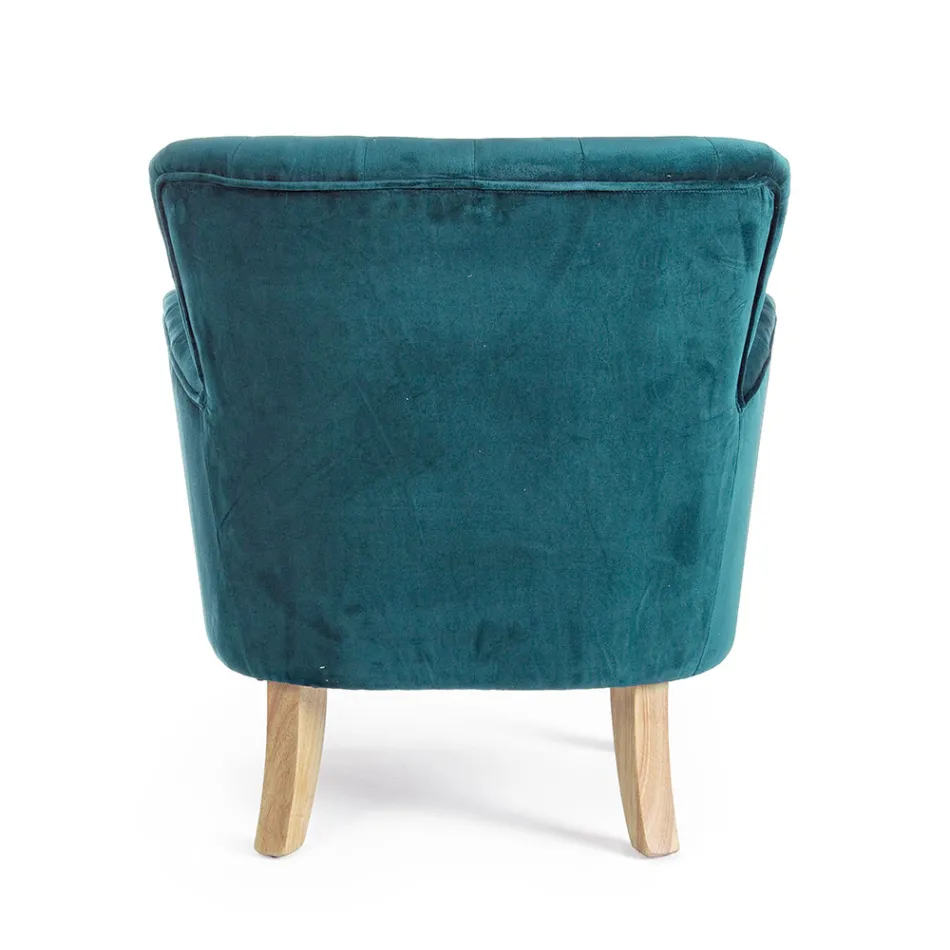 Klassieke fauteuil van hout en gewatteerde zitting van gewatteerd katoen - Monny Viadurini