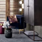 Klassieke fauteuil in gestoffeerd hout met fluwelen effect Homemotion - Nichy Viadurini