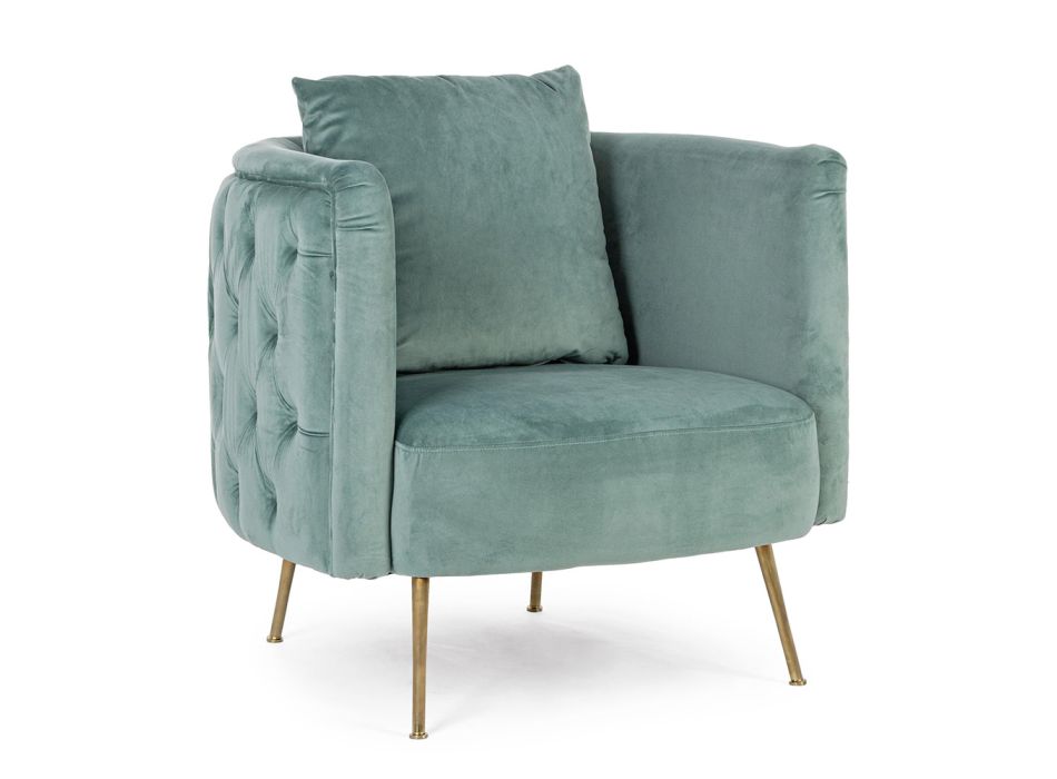 Klassieke fauteuil in gestoffeerd hout met fluwelen effect Homemotion - Nichy Viadurini
