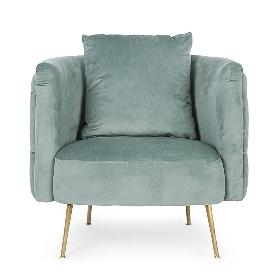 Klassieke fauteuil in gestoffeerd hout met fluwelen effect Homemotion - Nichy Viadurini